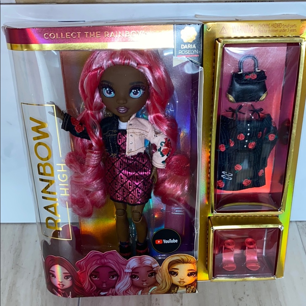 Rainbow Pink and Black Fashion Doll with Accessories